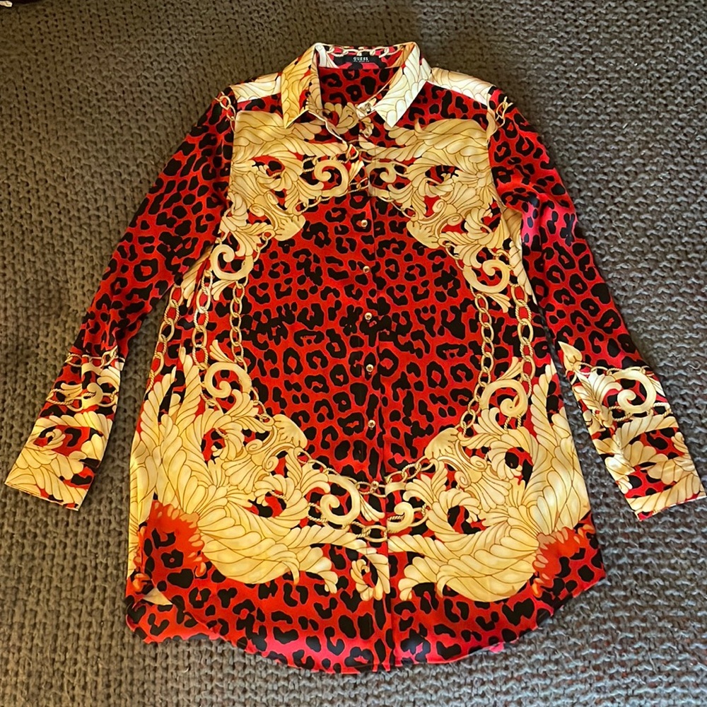 Guess sexy satin shirt dress